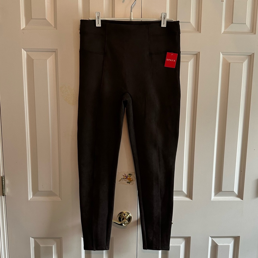 Spanx Faux Suede Leggings Chocolate Brown